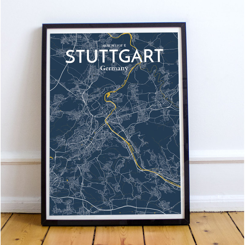 Stuttgart City Map - No Frame Print, 43.2cm H x 27.9cm W x 0.13cm D