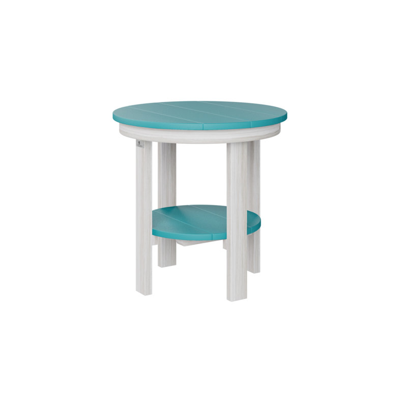 Table de salle à manger ronde Berlin Gardens, 21" H x 21.5" W x 21.5" D, Coquille de mer, Bleu Aruba