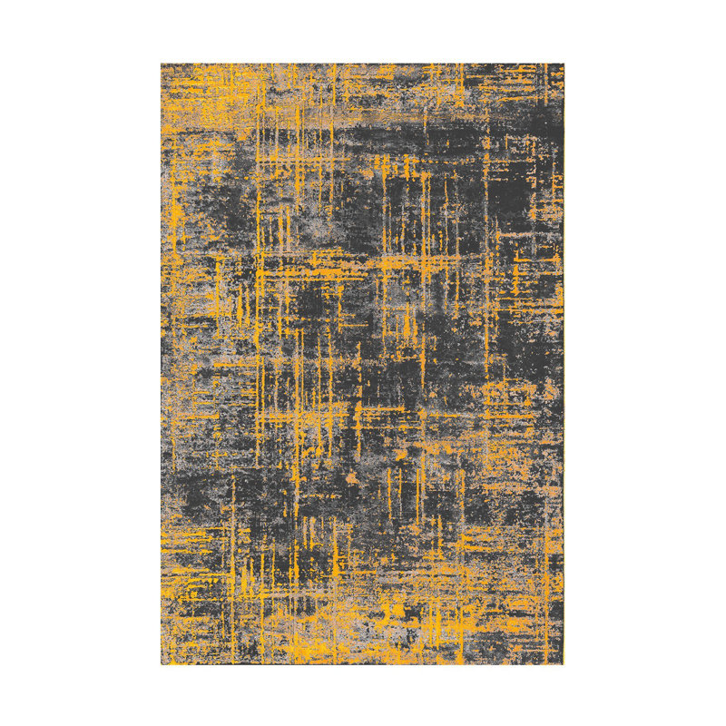 Tapis gris tissé moderne à rayures grises, Rectangle 3 pi 11,24 po x 5 pi 10,87 po