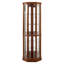 Vitrine de coin éclairée à 6 tablettes avec tablettes réglables en verre trempé et miroir arrière, noyer (ampoule E26 non incluse)-639601864-639601867
