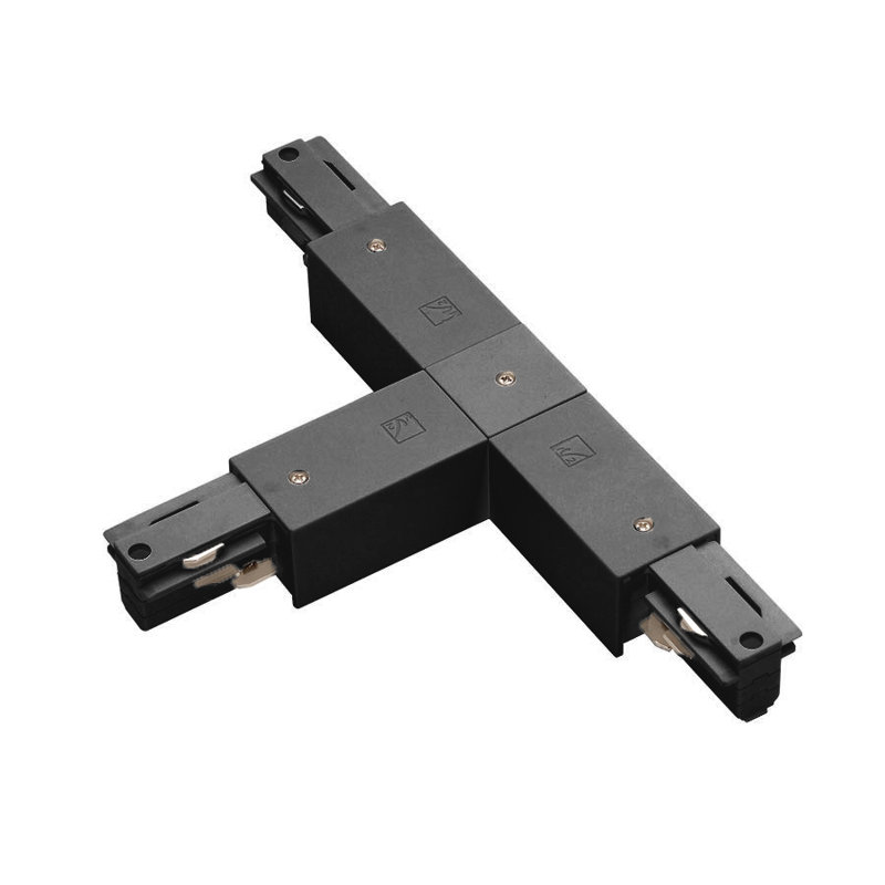 Connecteur en t droit avec rail, Noir