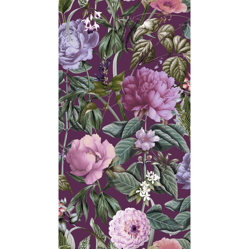 Rouleau de papier peint botanique L 33 pi x l 21 po, Mauve