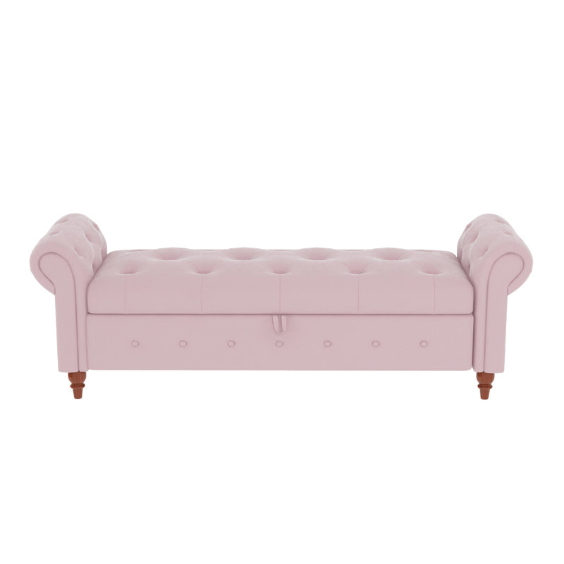 Bed Bench Pink Velvet