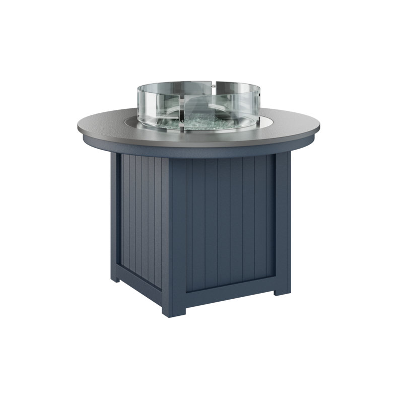 Foyer de table rond Berlin Donoma, H 37 po x l 44 po x P 44 po, Plateau martelé en acier inoxydable avec base ble