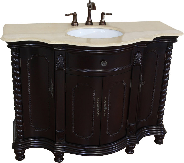 Ensemble de meuble-lavabo simple 48 po Espey, Acajou foncé, Crème corozo