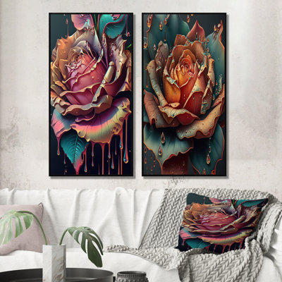 «Modern Blooming Rose», 2 pièces sur toile