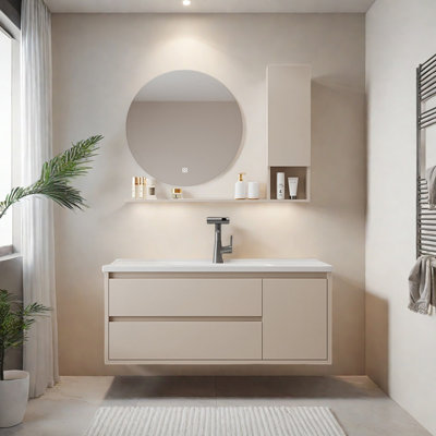 Cream-style simple bathroom cabinet