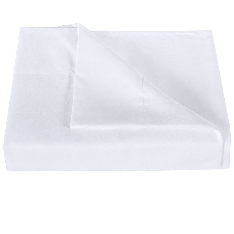 Drap plat en microfibre , Blanc, Drap plat pour lit simple