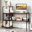 Computer Desk With Bookshelf Large Wide Desktop Storage Shelves Metal Frame
