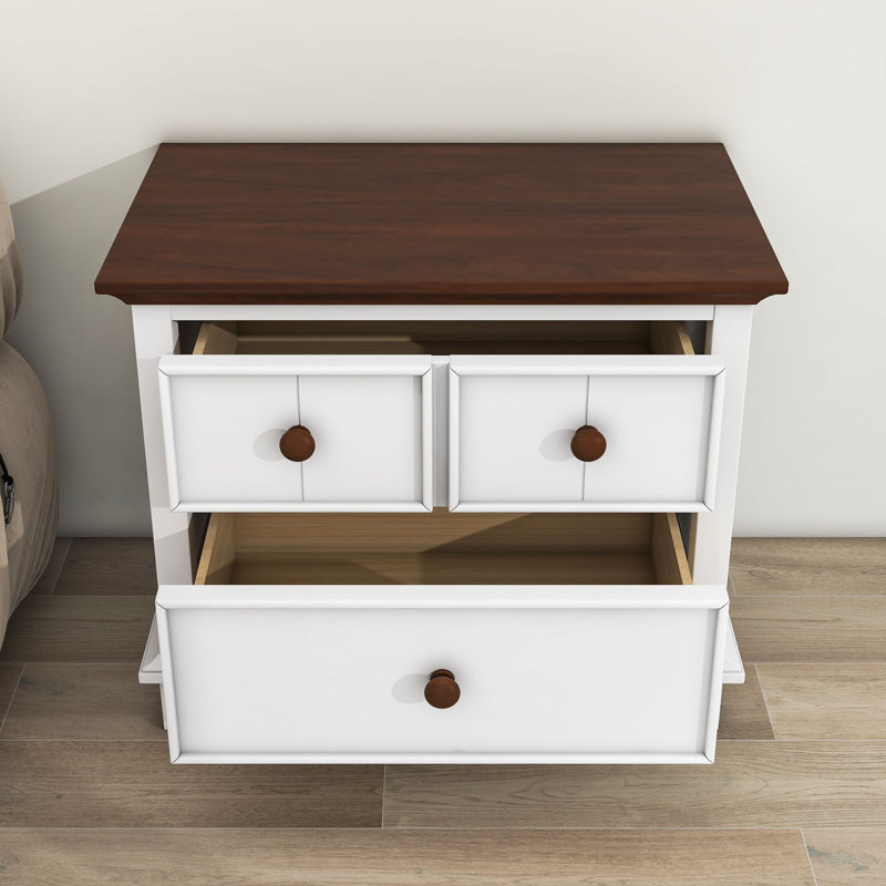 2 - Drawer Nightstand in White Walnut