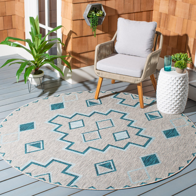 Amarien Geometric Indoor/Outdoor Area Rug, Round 6'7"