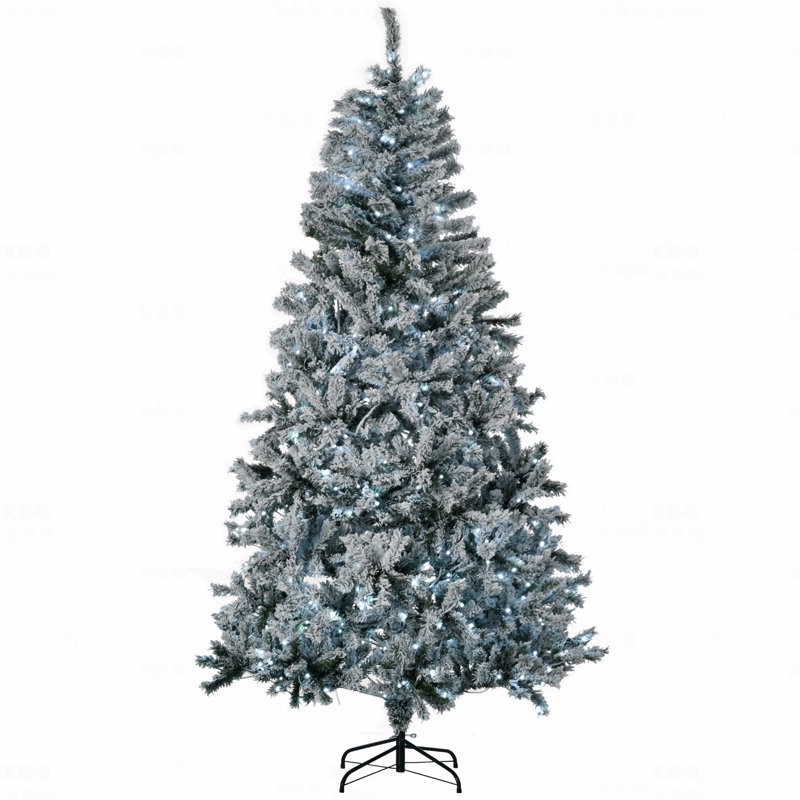 Arbre de Noël artificiel enneigé 7,5 pi avec lumières DEL blanc froid