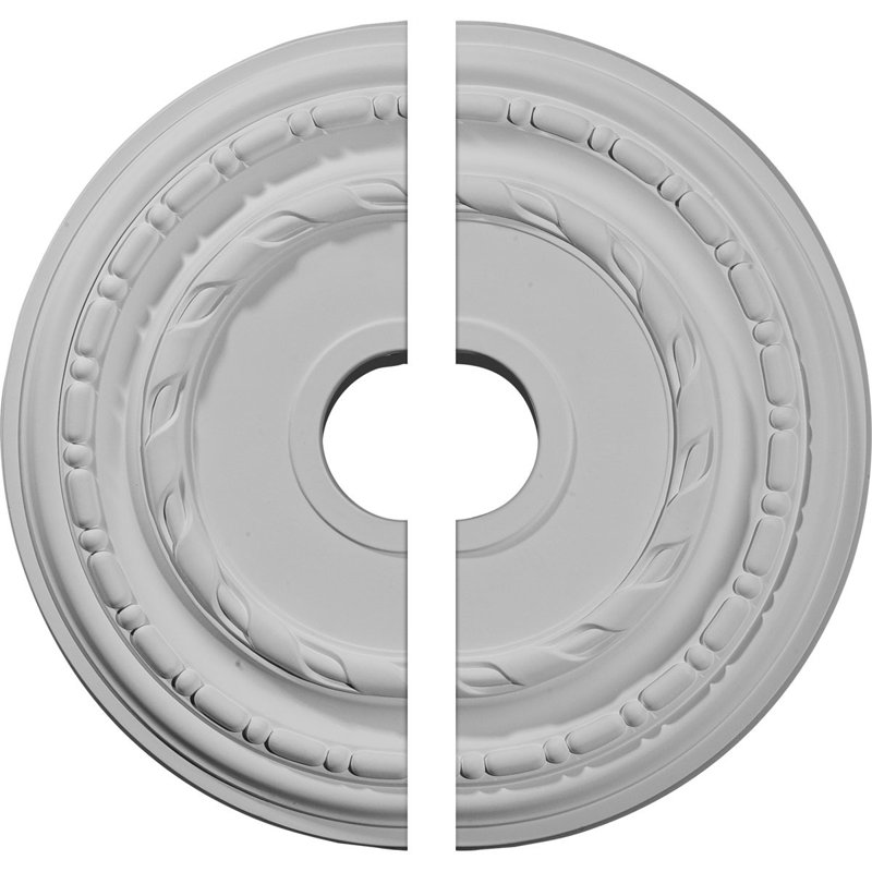 Endurathane Dublin Ceiling Medallion, 17 7/8"OD x 3 5/8"ID x 1 1/4"P (Fits Canopies up to 5 1/8"), Two Piece, Factory Primed