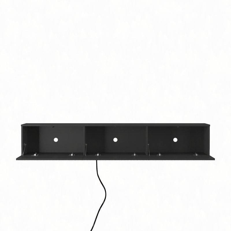 Meuble télé flottant fixé au mur avec 16 DEL de couleur, meuble télé moderne de 69 po, meuble télé flottant pour téléviseur 55 60 et 65 po