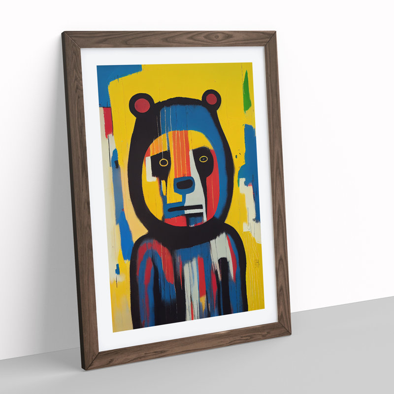 Graffiti Bear Abstract - Single Picture Frame Print, 34cm H x 25cm W x 2cm D, Walnut