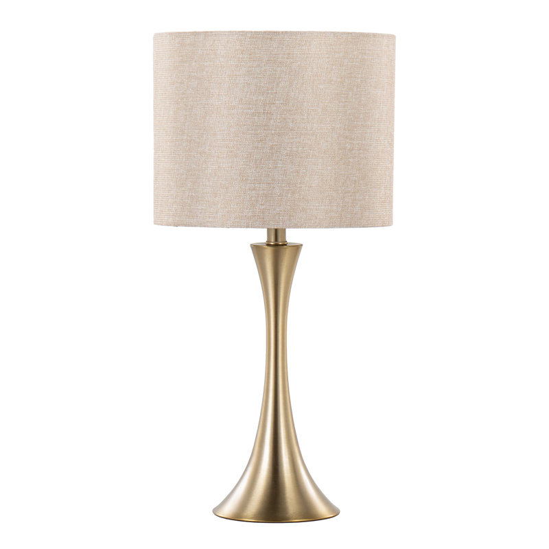 Contemporary Accent Table Lamp-Set of 2, Gold, Beige