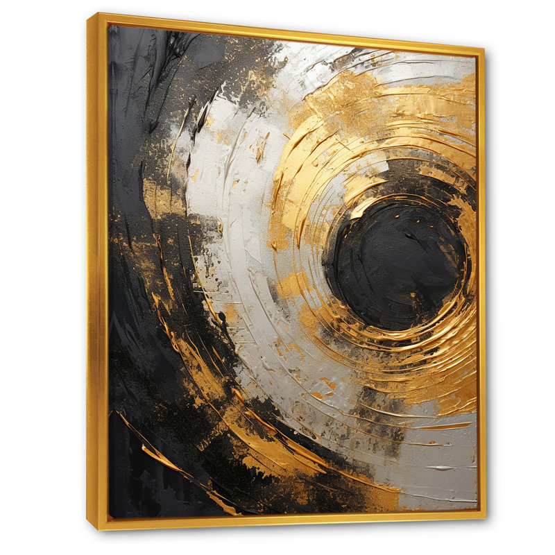 Spirales célestes contrastantes sur toile, Cadre flottant doré, H 40 po x l 30 po x P 1,5 po