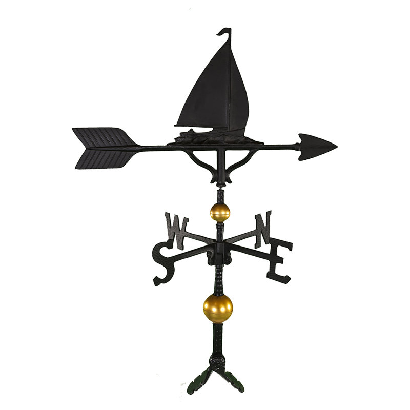 Deluxe Sailboat Weathervane, Black