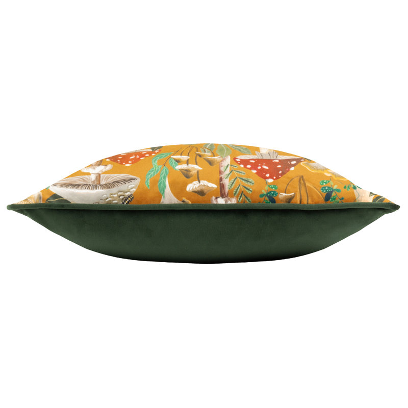 Weatherholt Wild Garden Mushroom Repeat Floral Yellow Square Throw Cushion Covers