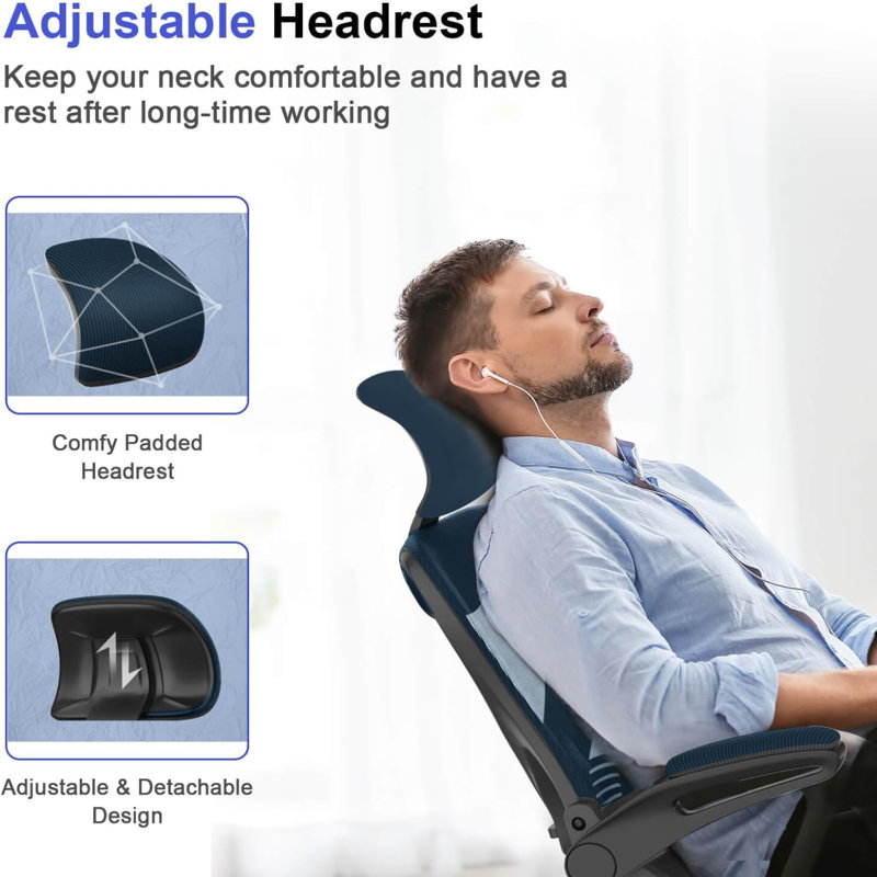 Ergonomic Office Chair, Computer Chair, Mesh Chair, Navy