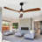 Ceiling Fan Light With 6-Speed Remote Control Black Three-Blade Reversible Wooden Fan Blades Dc Motor Ideal For Bedrooms-1449718886