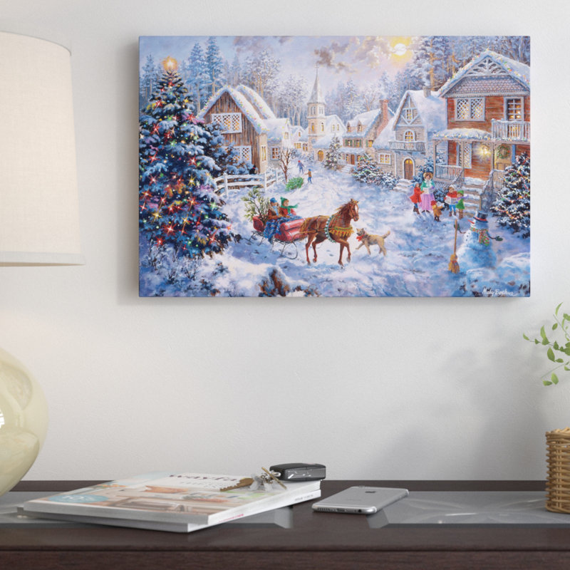 « merry christmas », reproduction d’art sur toile, H 18 po x l 26 po x P 1,5 po