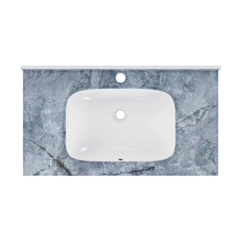 Avancer 36'' Wall Mount Sink In Blue Celeste, Blue Celeste