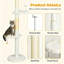 225‑255cm Adjustable Floor‑to‑Ceiling Cat Climbing Tower with Sisal Posts, Hanging Balls & Anti‑Tip Strap, Beige