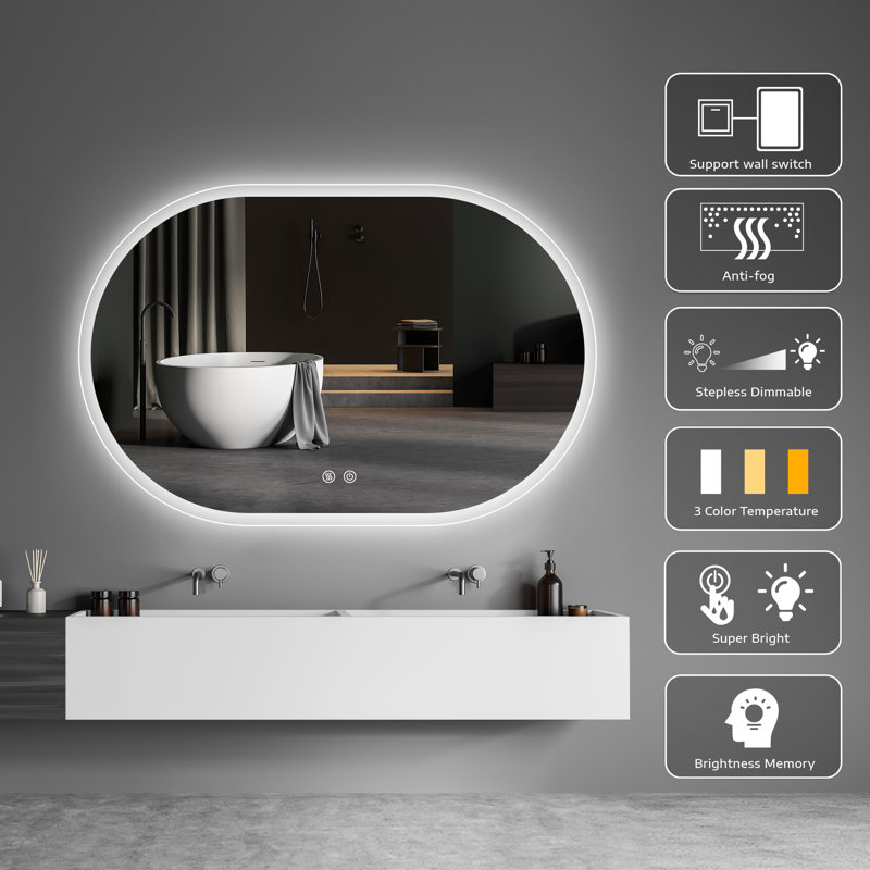 Miroir de salle de bain à intensité variable Tyan