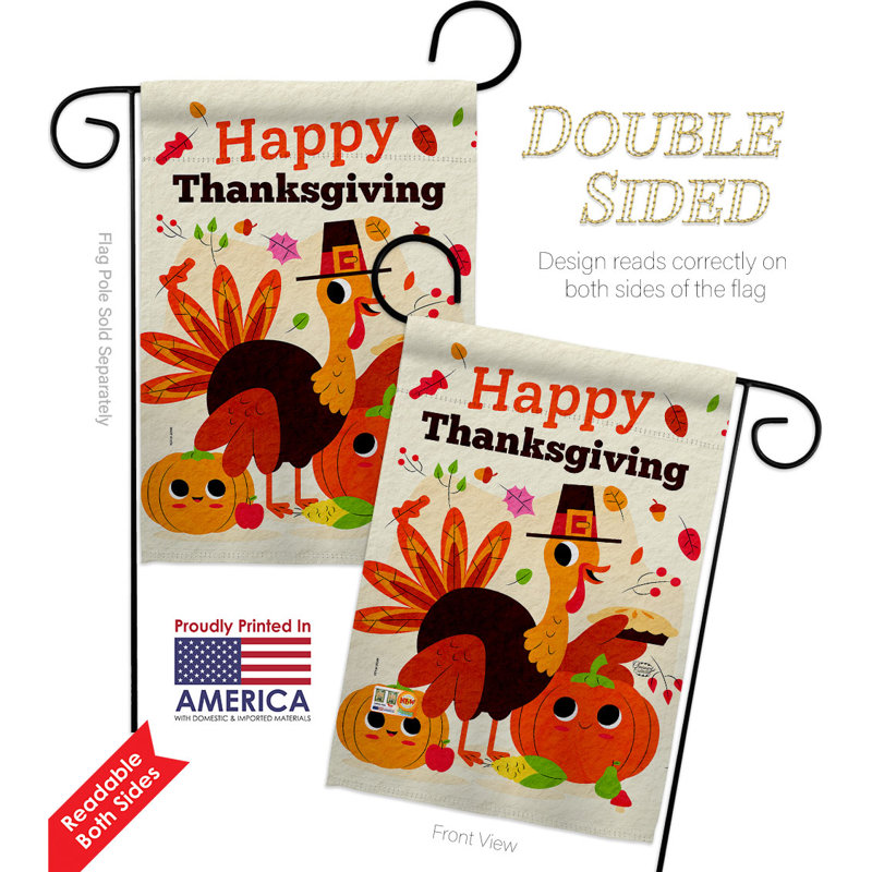 Double Sided 18.5'' H x 13'' W Polyester Thanksgiving Flag Set
