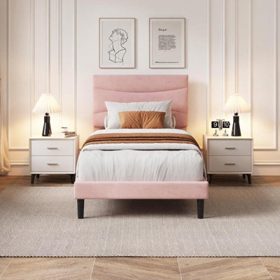 Base de lit tapissier avec tête de lit Modern Minimalist