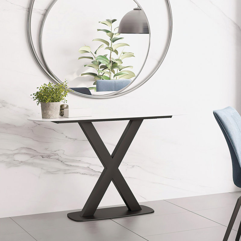 Deptula 120cm Stone Top Console Table, White