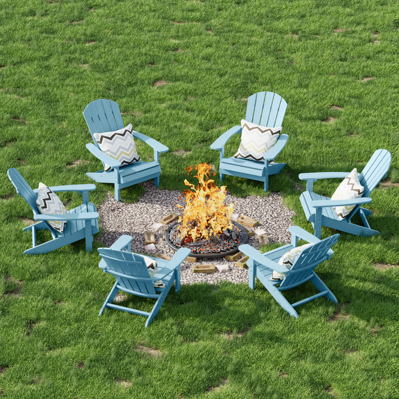 Chaise Adirondack en plastique, chaises d'extérieur toutes saisons pour la pelouse, le jardin, le foyer et la cour, Bleu