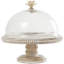 Mango wood cake stand with glass dome