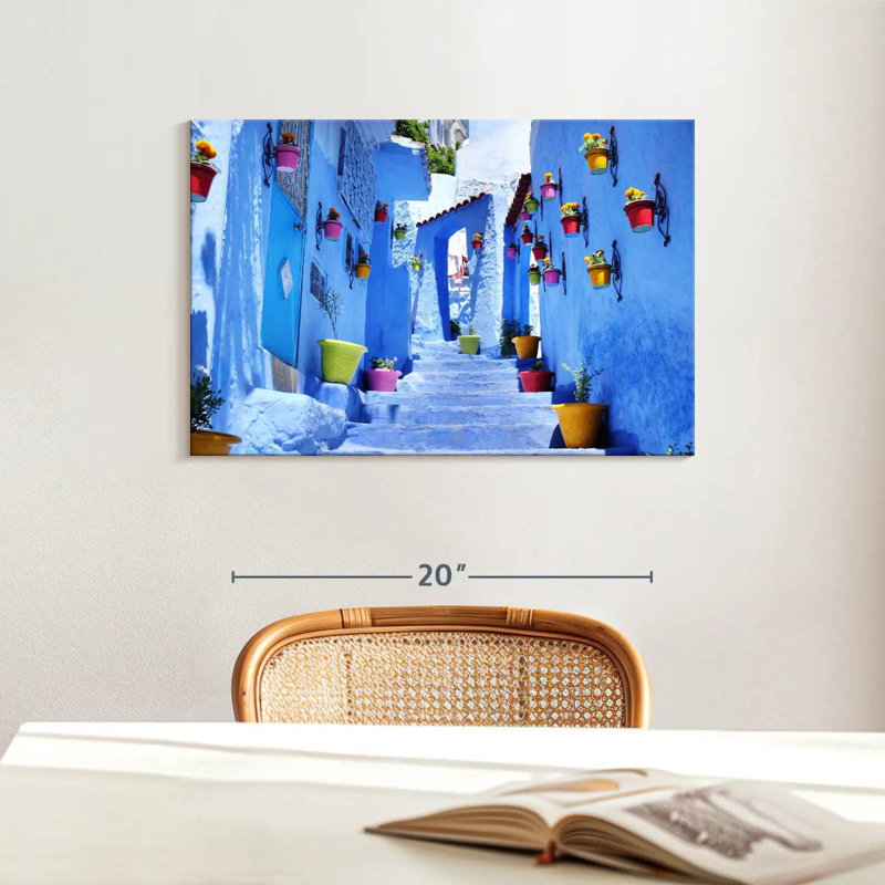 Ravi Chefchaouen Stairway, 16" H x 24" W
