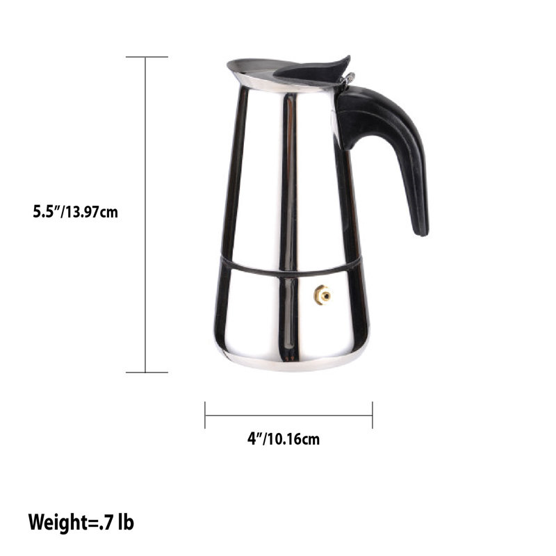 Home Basics Stovetop Cappuccino & Espresso Maker, 2 Shots