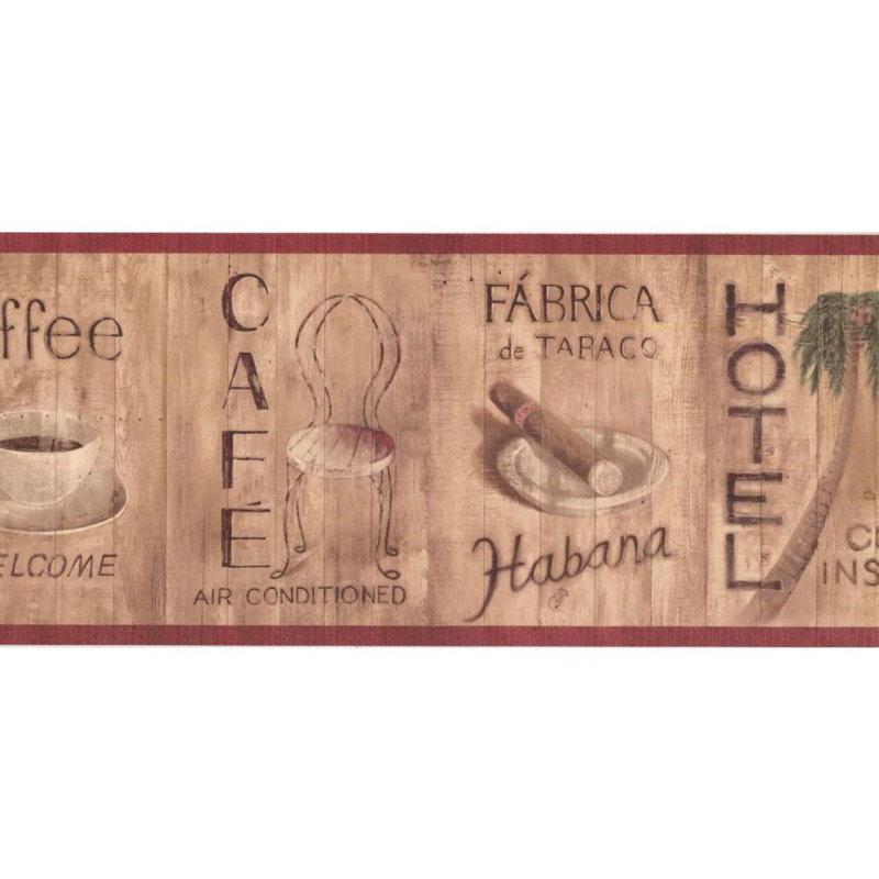Bordure de papier peint L 15 pi x l 9 po Kensley Café, Brun