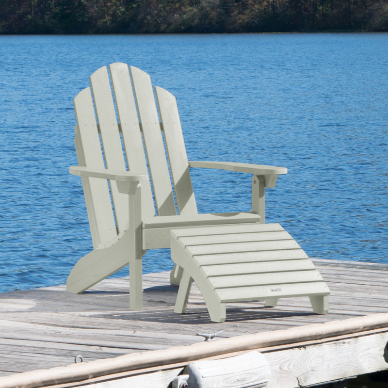 Anette Plastic Adirondack Chair with Ottoman, Eucalyptus