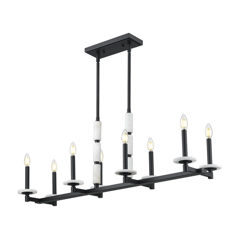Lustre linéaire moderne Burdine, Noir mat, H 16 po x l 12 po x P 44 po, 8 lumières