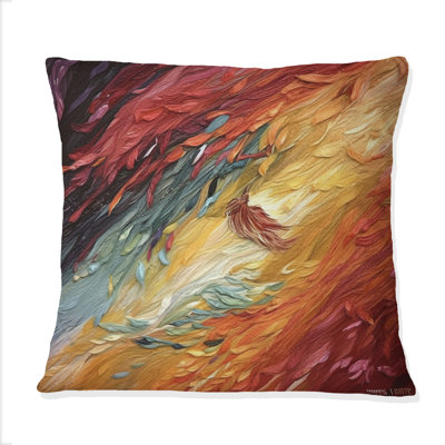 Coussin décoratif abstrait avec formes abstraites rouges et orange - formes abstraites