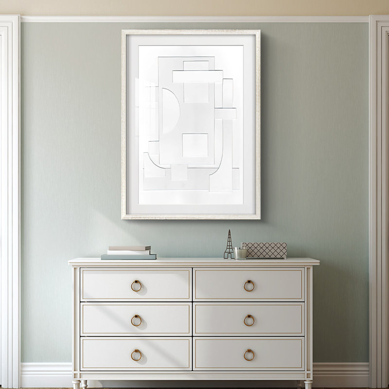 Blanc géométrique II - impression encadrée, H 28,5 po x l 20,5 po, Blanc