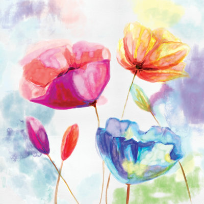 Coquelicots aquarelle - peinture sur toile tendue