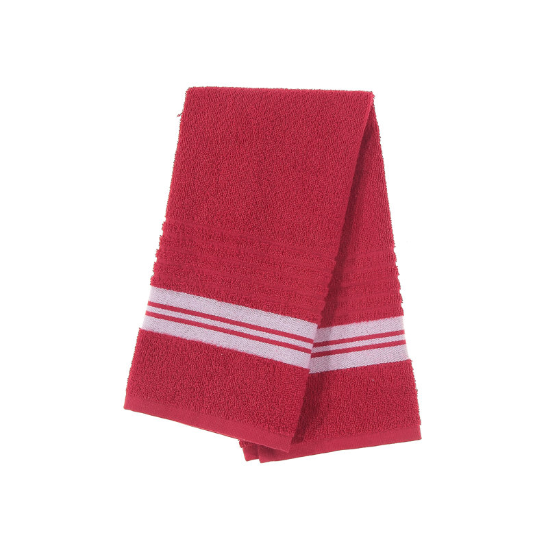 Cotton Blend Ribbed Hand Towel, Red