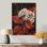Hortensias monochromes avec feuilles rouges II - impression d'hortensias sur bois de pin naturel