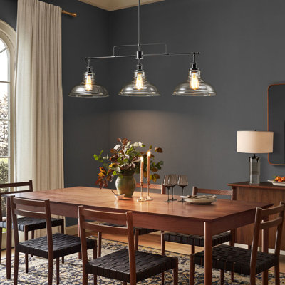 Luminaire suspendu pour îlot de cuisine à 3 lumières en verre