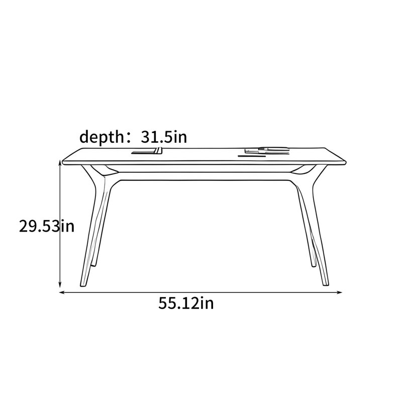 Table de salle à manger rectangulaire italienne, H 29,53 po x L 55,12 po x l 31,5 po, Burlywood