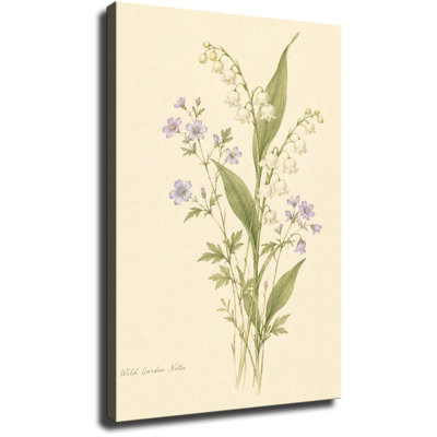 Lily of the Valley Wildflower Botanical Watercolor Illustration Canvas Wall Art