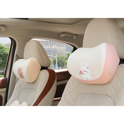 Car Headrest Pillow 2PCS Memory Foam Neck Support Bear and Bunny Design Brown Bear -  ARMIJU, 32403