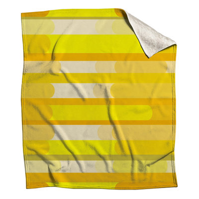 Yellow Stripes Fleece Throw Blanket - Pattern Throws for Sofas or Beds