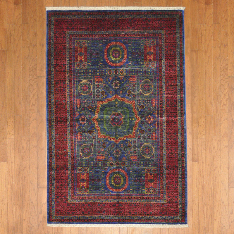 Tapis en laine noué à la main Bungalow Rose